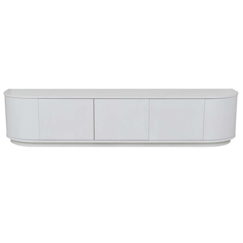 Oberon Crescent Entertainment Unit White Grain  2100mm