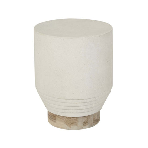 Mauritius Drum Side Table White Fleck