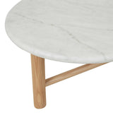 Artie Oval Marble Coffee Table Natural/White