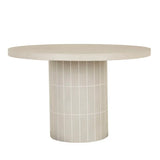 Seville Tile Dining Table Round Pearl White