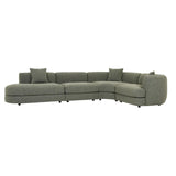 Madrid Curve Left Chaise Sofa Green Boucle