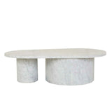 Atlas Pillar Coffee Table White Marble