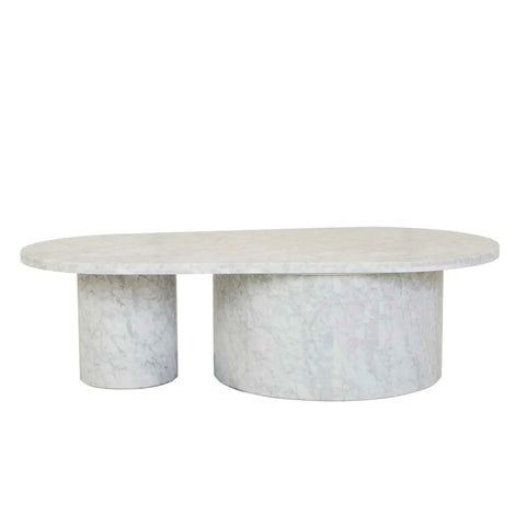 Atlas Pillar Coffee Table White Marble