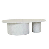 Atlas Pillar Coffee Table White Marble