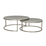 Elle Round Marble Nest Coffee Table Gold/White