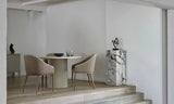 Benjamin Ripple Marble Dining Table White/Natural 1200mm