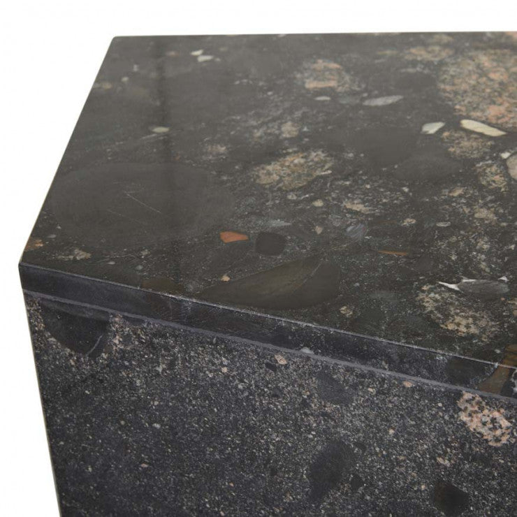 rufus block asymmetrical marble side table cosmic – the design library
